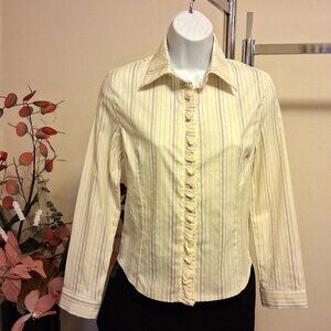 Preowned Women’s Striped Button Down Shirts Blouse Top Long Sleeve Tops 4